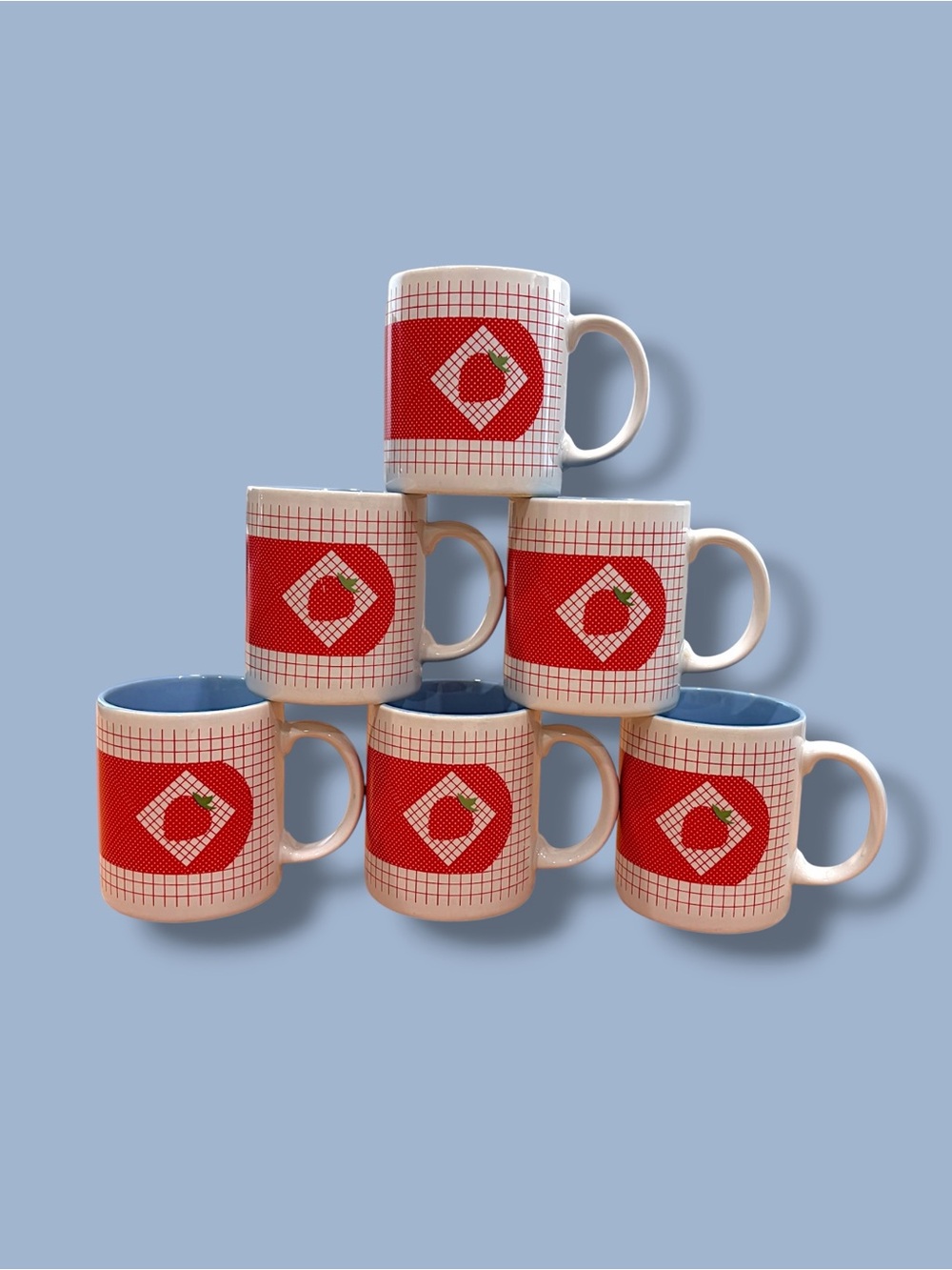 1980s Strawberry Mugs - Set of 6
